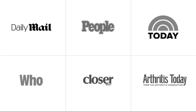 Daily Mail logo, People logo, Today logo, Who logo, Closer logo and Arthritis Today logo