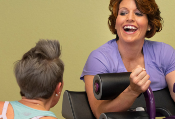 Women talking in exercise class