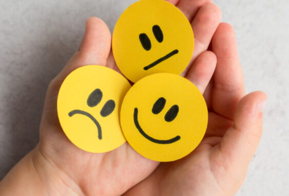 Emoji faces with happy, sad and neutral emotions