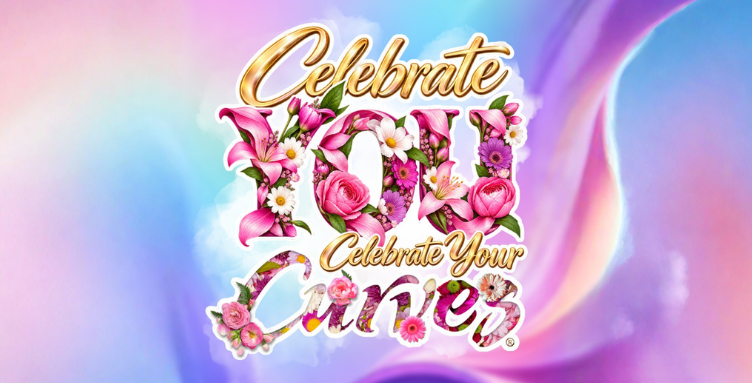 A promotional graphic set against a soft, abstract pastel background with swirls of blue, pink, and purple clouds. In the center, stylized gold and white text reads 